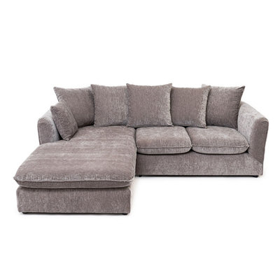 Abakus Direct Lucas Water Repellent Velvet Chenille Left Facing Corner Sofa In Grey from B&Q