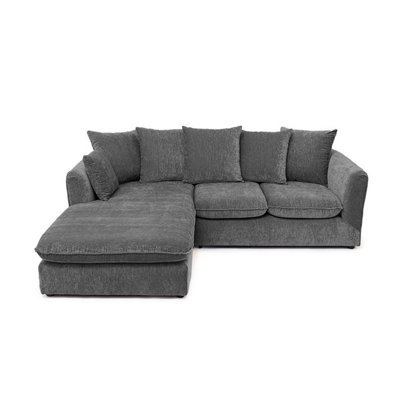 Abakus Direct Lucas Water Repellent Velvet Chenille Left Facing Corner Sofa In Graphite from B&Q