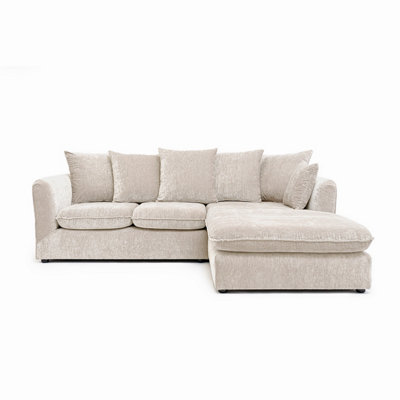 Abakus Direct Lucas Water Repellent Velvet Chenille Right Facing Corner Sofa In Cream from B&Q