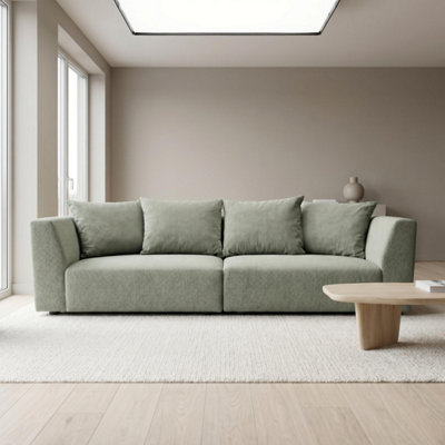 B&Q -  Tokyo 3 Seater Sofa In Natural Bamboo Basket Weave Fabric With Deep Seat And Structured Cushioning
