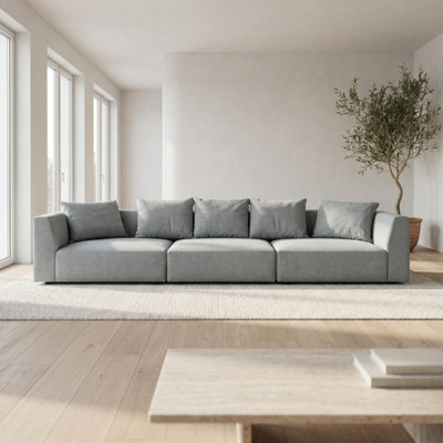 B&Q -  Tokyo 5 Seater Sofa In Anthracite Grey Basket Weave Fabric With Deep Seat And Structured Cushioning