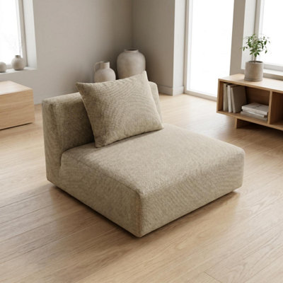 B&Q -  Tokyo Single Seat In Warm Beige Basket Weave Fabric With Deep Seat And Structured Cushioning
