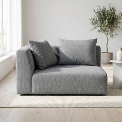 B&Q -  Tokyo Corner Seat In Anthracite Grey Basket Weave Fabric With Deep Seat And Structured Cushioning