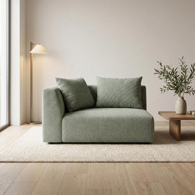 Abakus Direct Tokyo Corner Seat In Warm Beige Basket Weave Fabric With Deep Seat - Natural Bamboo - Image 3