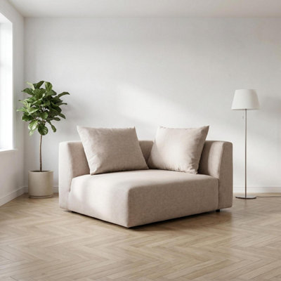 B&Q -  Tokyo Corner Seat In Soft Cream Brushed Tweed Fabric With Deep Seat And Plush Cushioning