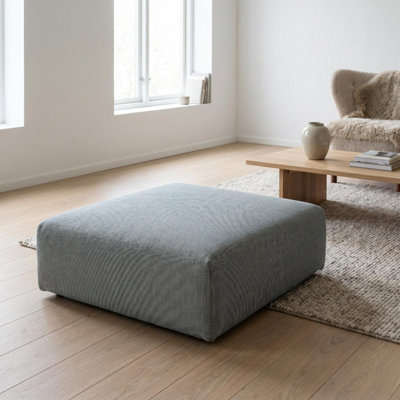 B&Q -  Tokyo Footstool In Anthracite Grey Basket Weave Fabric With Deep Seat And Structured Cushioning