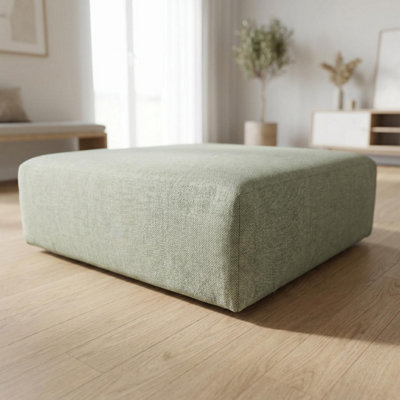 B&Q -  Tokyo Footstool In Natural Bamboo Basket Weave Fabric With Deep Seat And Structured Cushioning