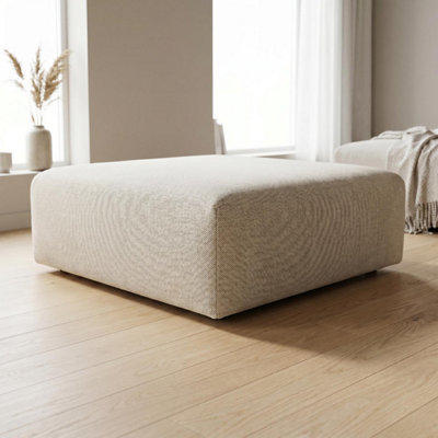 B&Q -  Tokyo Footstool In Soft Sand Basket Weave Fabric With Deep Seat And Structured Cushioning