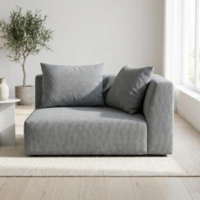 B&Q -  Tokyo Right Corner Seat In Anthracite Grey Basket Weave Fabric With Deep Seat