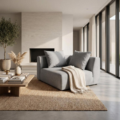 Abakus Direct Tokyo Right Corner Seat In Charcoal Grey Brushed Tweed With Deep Seat - Classic Grey - Image 3