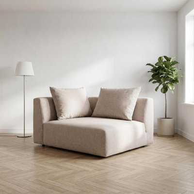 Abakus Direct Tokyo Right Corner Seat In Charcoal Grey Brushed Tweed With Deep Seat - Soft Cream - Image 3