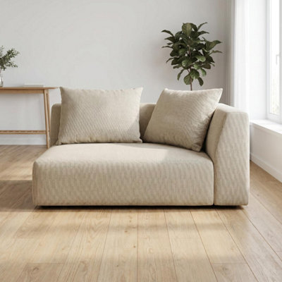 Abakus Direct Tokyo Right Corner Unit In Deep Black Basket Weave With Deep Seat - Warm Beige - Image 3