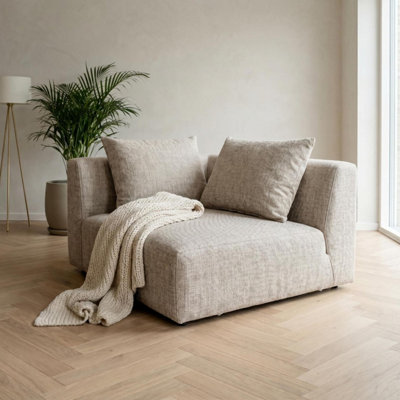 B&Q -  Tokyo Right Corner Unit In Warm Taupe Brushed Tweed With Deep Seat