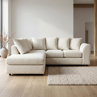 B&Q -  Harriet Boucle Fabric Left Facing Corner Sofa In Cream