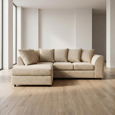 B&Q -  Harriet Boucle Fabric Left Facing Corner Sofa In Sand