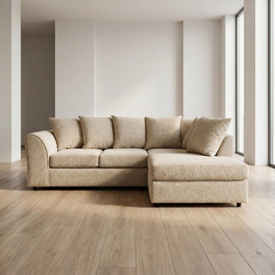 B&Q -  Harriet Boucle Fabric Right Facing Corner Sofa In Sand