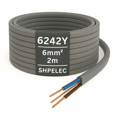 Shpelec Electrical Grey Twin And Earth Cable6mm 6242Y Cable2M from B&Q