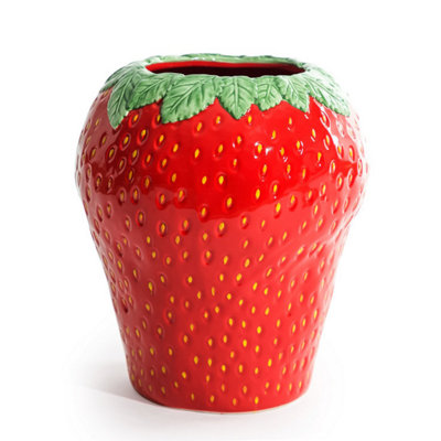 B&Q -  Ceramic Large Red Strawberry Vase