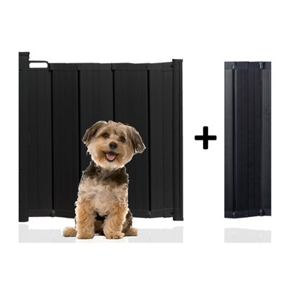 B&Q -  Automatic Folding Retractable Dog Gate55Cm113.5CmBlackFolding Stair Gate For PetsRetractable Dog Safety Gate - Image 3