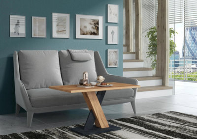 Furneo Coffee Side Table Oak & Concrete Effect Modern Living Room Furniture Enzo 02 from B&Q
