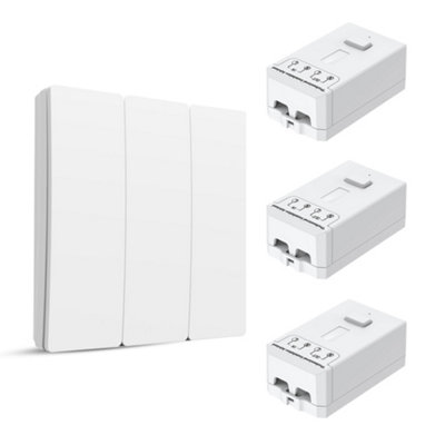 Ener-J 3 Gang Wireless Kinetic Switch, +Non Dimmable 5A Rf Receiver White