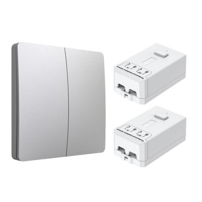 Ener-J EnerJ 2 Gang Wireless Kinetic Switch And Two 500W Rf Receivers Silver Finish 240V from B&Q