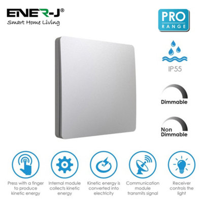 Ener-J Silver 1 Gang Wireless Kinetic Switch, ( Finish) + 100W Rf+Wifi Dimmable Receiver - Image 7