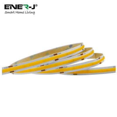 Ener-J 24V Cob Led Strip S With 320 Leds/M, 10W/M, 1100Lm/M, Cri 90-92, 5M Roll, 6000K, Ip65 Light