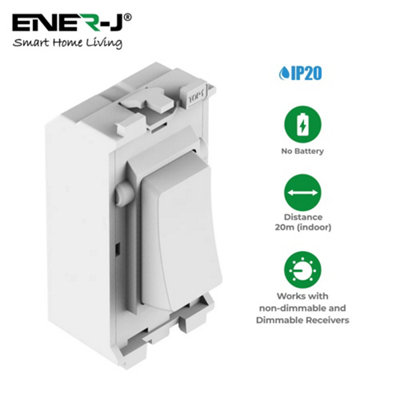 Ener-J Unisex White 1 Gang Wireless Kinetic Grid Switch Bg Compatible 433Mhz - Image 7