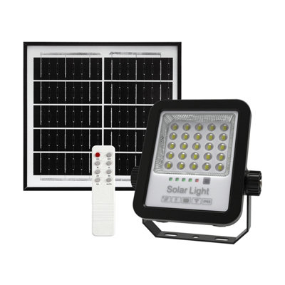Ener-J Led Solar Floodlight 600 Lumens Black Outdoor Security Light With 50W Power