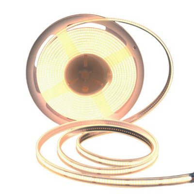 B&Q -  24V Cob Led Strip Light 480 Leds Per Metre 10W Per Metre 1020Lm Per Metre 4000K Ip65 30 Metre Roll
