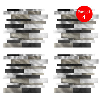 Britwall Sleek Metallic Aluminum Peel & Stick Tiles - 303x297x4mm - Image 5