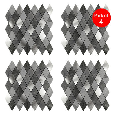 Britwall Silver Aluminium Diamond Pattern Wall Tile 295 x 295mm - Image 3