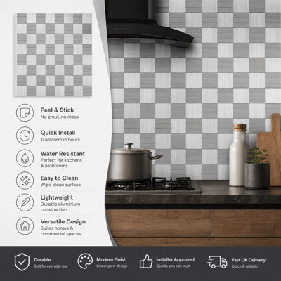 Linear Glow Peel and Stick Aluminum Tile Size:300 x 300 x 4 mm (Pack of 4) - Image 4