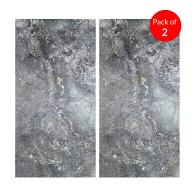 Ener-J Charcoal Toned Flexible Landscape Marble Sheet Size:1200 X 600 X 3 mm (Pack Of 2) from B&Q