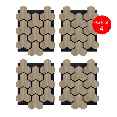 Ener-J Britwall Hexagon Acoustic Wall Panels 620X800mm Wood Effect Pack Of 4 from B&Q