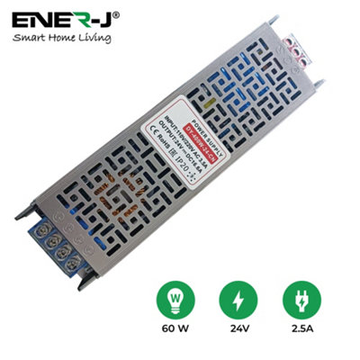 Ener-J 24V 2.5A Slim Smps Metal Drivers 60WIp20 from B&Q