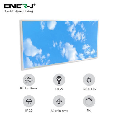 Rackhams White Pack Of 2, Led Backlit Panels With 2D Sky Picture (60W, 1195X595 Mm) And Foldable Screwless Mounting Frames - Image 5