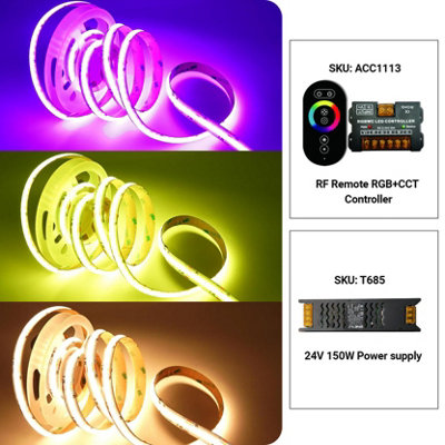 Ener-J Ener J Rgb Cct Cob Led Strip Light 5 Metre Roll With Power Supply And Remote Controller from B&Q
