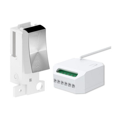 Ener-J EnerJ Wireless Kinetic Grid Switch With Wifi 5A Rf Mini Receiver Satin Chrome 240V from B&Q