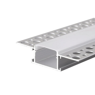 B&Q -  Recessed Plasterboard Trimless Aluminium Led Profile With Flange For Drywall Size 60mm X 14 35mm Length 2 Meters Pack Of 4