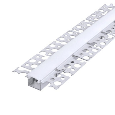 B&Q -  51 3mm X 12 5mm Recessed Plasterboard Trimless Aluminium Led Profile With Flange For Drywall 2M Kit 1mm Thickness Pack Of 4