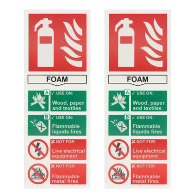 EaiFirst Extinguisher Sign Foam 75X200mm Self Adh Semi Rigid PvcPack Of 2 from B&Q