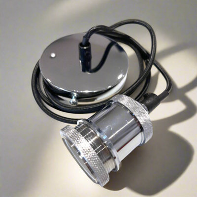CGC Lighting Cgc Cassie Chrome 1.5M Adjustable E27 Ceiling Pendant And Matching Ceiling Rose from B&Q
