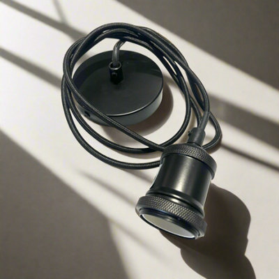 CGC Lighting Cgc Cassie Black 1.5M Adjustable E27 Ceiling Pendant And Matching Ceiling Rose from B&Q
