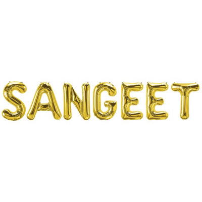 Gold Sangeet Foil Letter Balloons from B&Q