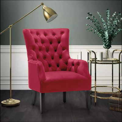 Velvet Scarlet Red Gabriella Accent Chair from B&Q