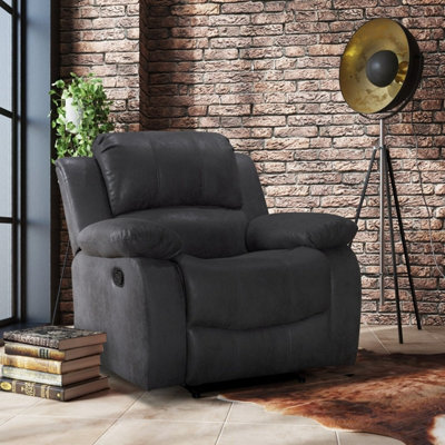 Recliner Manual Chair In Grey Faux Leather Suede from B&Q