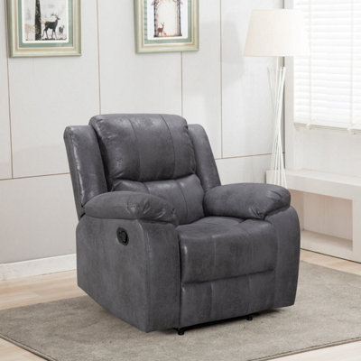 Recliner Manual Chair In Grey Faux Leather Suede from B&Q