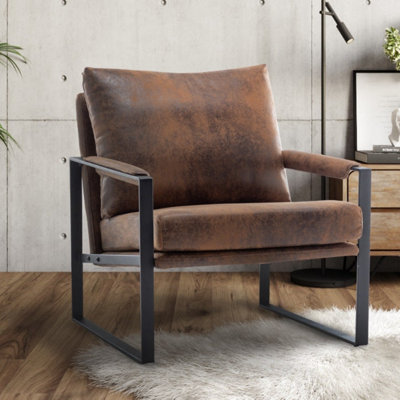 Faux Leather Suede Brown Graziana Accent Chair from B&Q